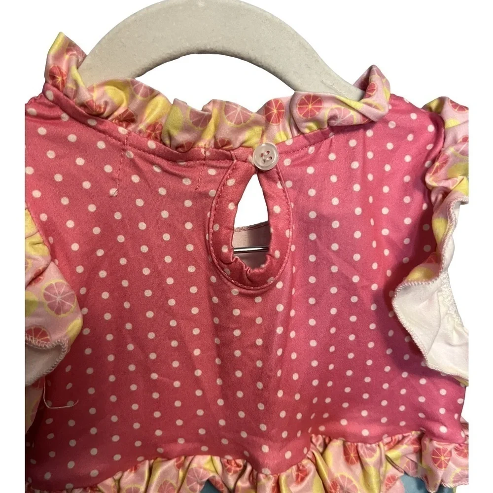 Pete & Lucy Pink Lemonade Stand Short Sleeve Ruffle Romper. NWT.